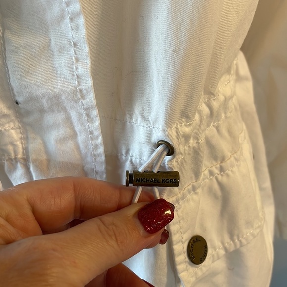 Michael Kors woman’s spring summer white 100% cotton jacket lightweight hood XS - Picture 9 of 15